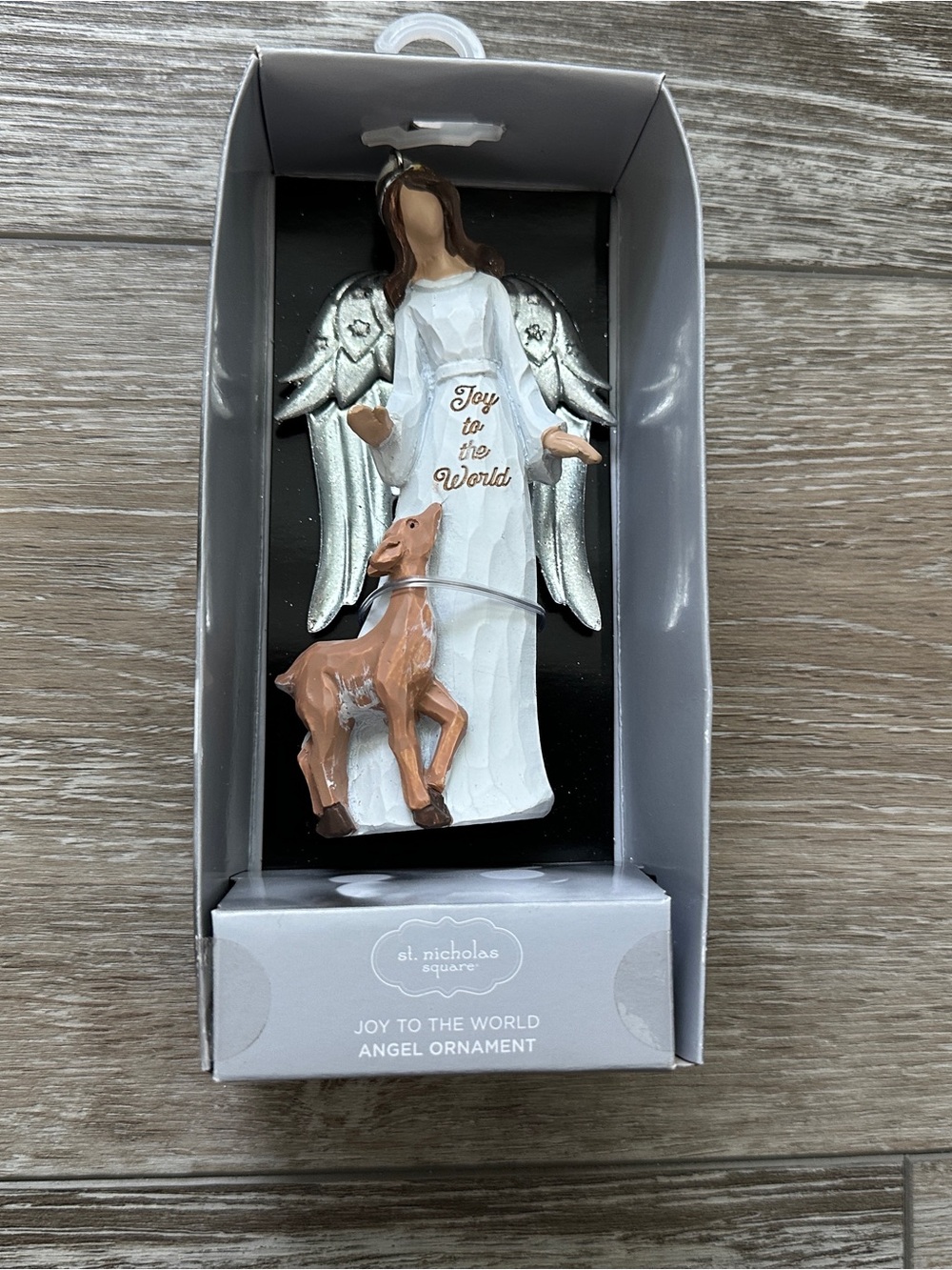NWT St Nicholas Square Joy to the World Angel Ornament w Deer Christmas or Other